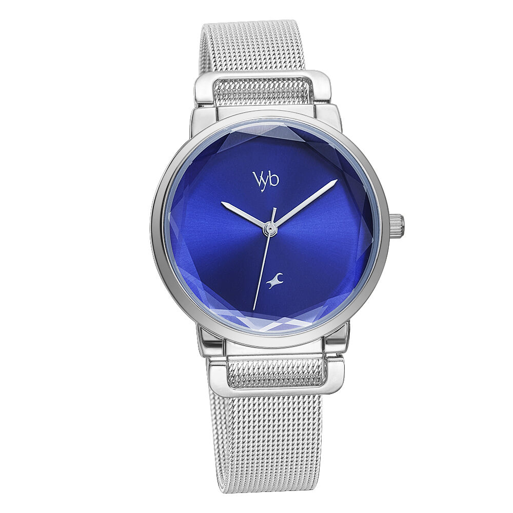 Buy Online Fastrack Vyb Classique Quartz Analog Blue Dial Stainless Steel Strap Watch for Girls fv60020sm01w Titan