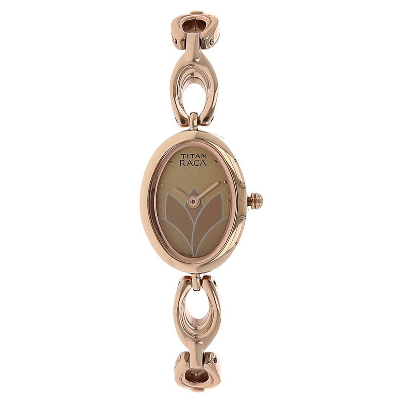 Titan Raga Beige Dial Women Watch With Metal Strap