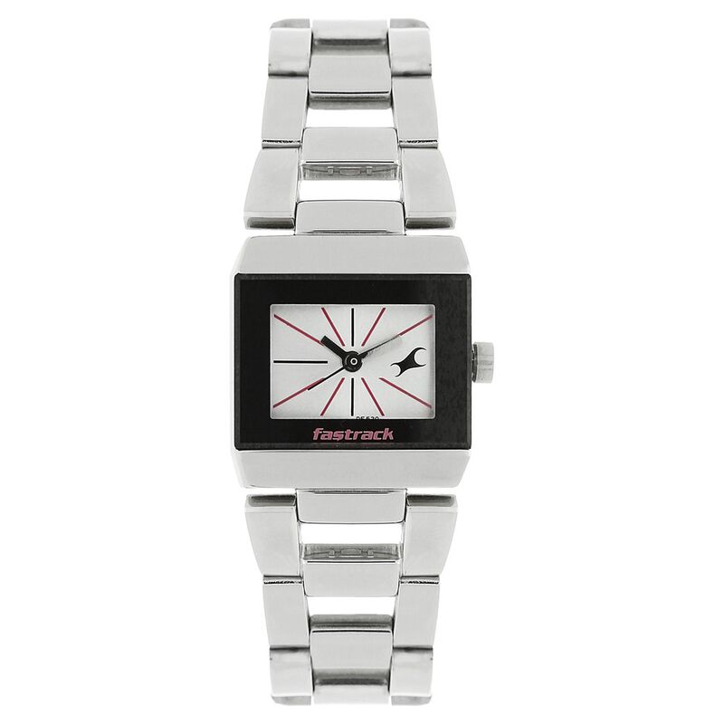 Fastrack Quartz Analog Silver Dial Stainless Steel Strap Watch for Girls