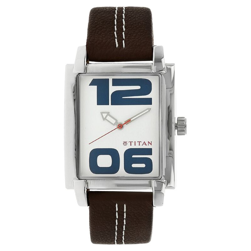 Titan Analog White Dial Quartz Leather Strap watch for Men
