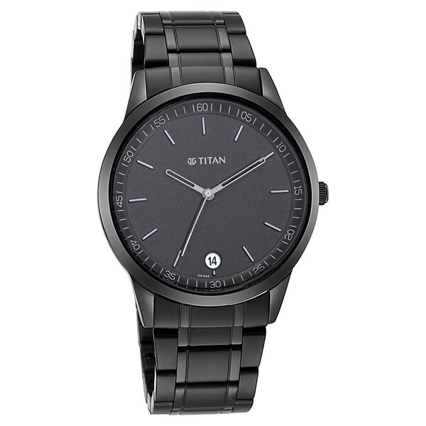Titan Minimals Quartz Analog with Date Black Dial Black Metal Strap Watch For Men - image number 0