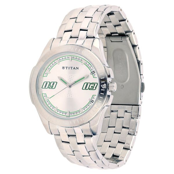 Titan Quartz Analog Silver Dial Stainless Steel Strap Watch for Men - image number 1