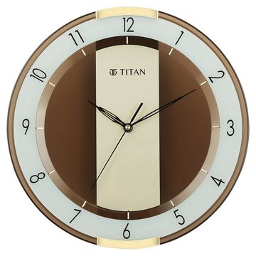 Titan Contemporary Brown Wall Clock with a partly Semi-transparent Dial 33.80 x 33.80 cm - Medium Size