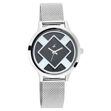 Fastrack Fit Outs Quartz Analog Black Dial Metal Strap Watch for Girls