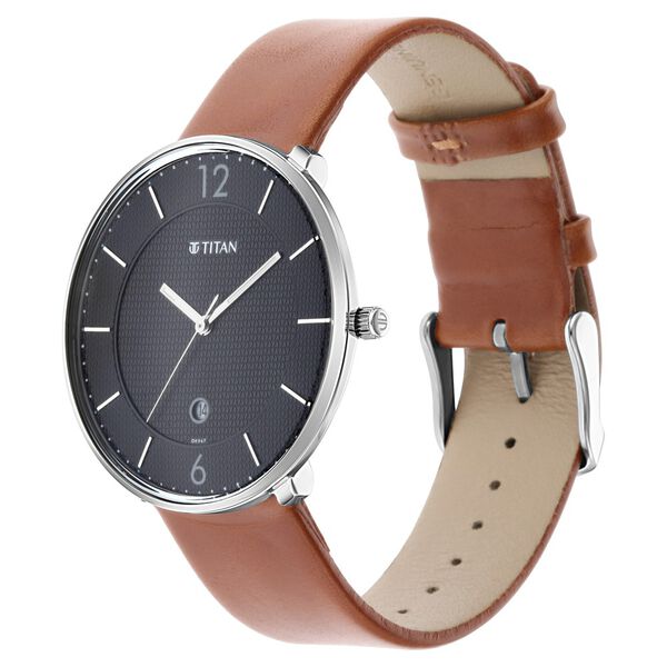 Titan Minimals Black Dial Analog Date Leather Strap Watch for Men - image number 3