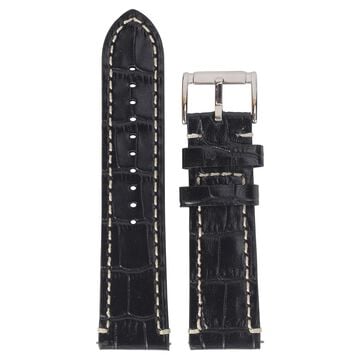 24 mm Black Genuine Leather Straps for Men