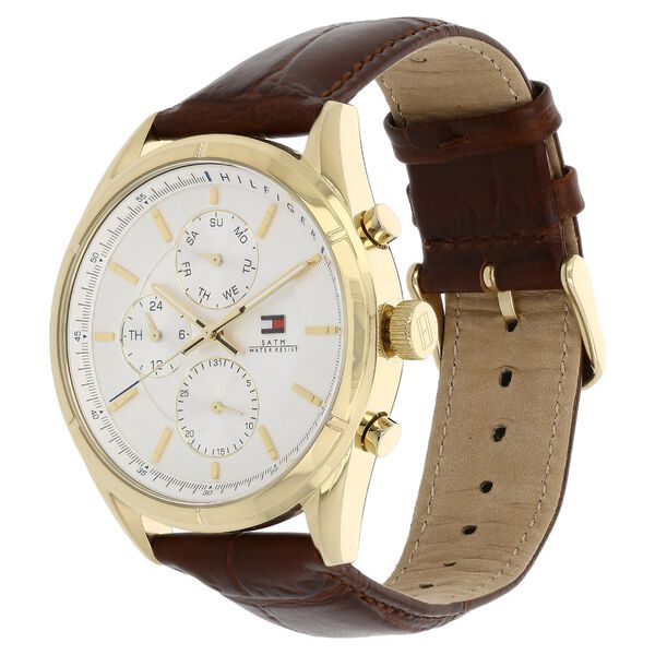 Tommy Hilfiger Quartz Analog Silver Dial Leather Strap Watch for Men - image number 1