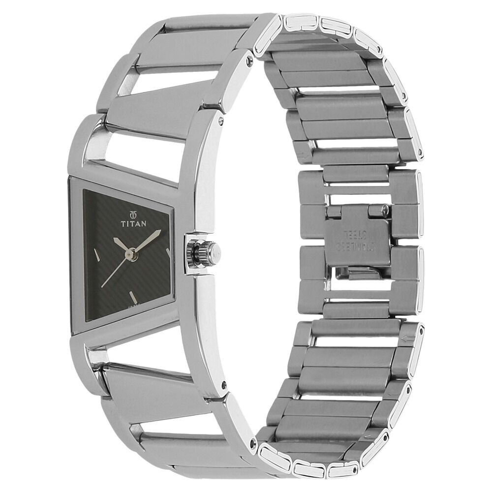 Buy Online Titan Quartz Analog Black Dial Stainless Steel Strap Watch for Women nn2486sm02 Titan