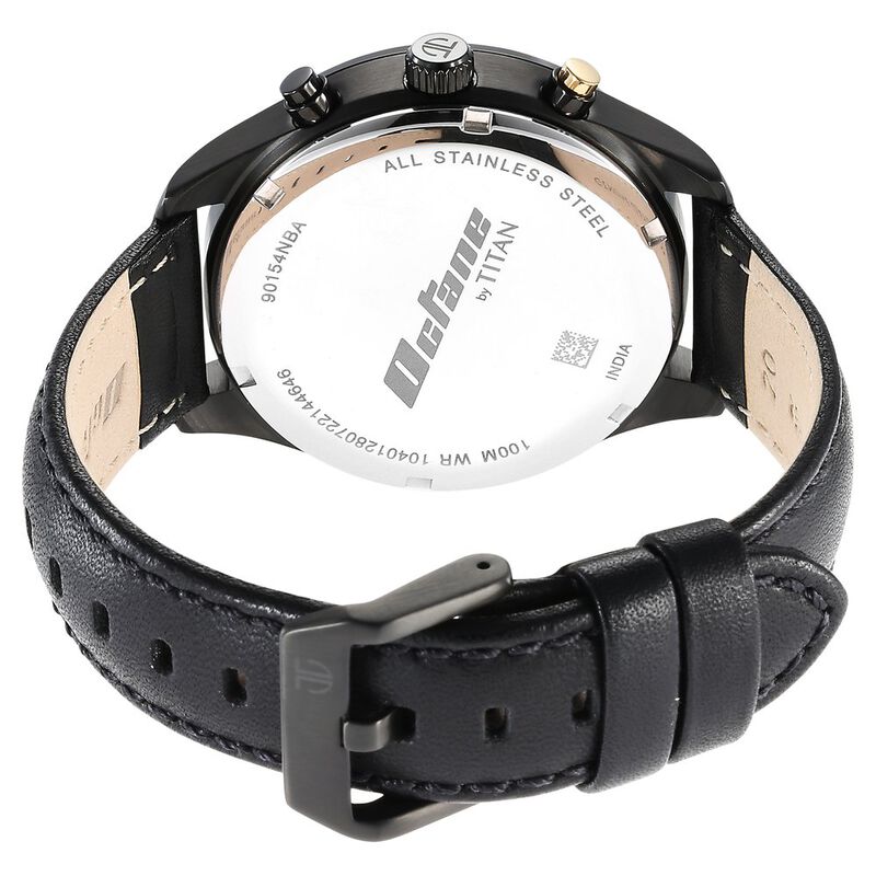 Titan Octane Classic Sporty Black Dial Chronograph Leather Strap watch for Men - image number 5