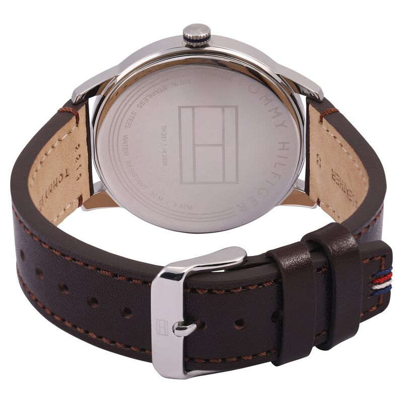 Tommy Hilfiger Quartz Analog with Date Silver Dial Leather Strap Watch for Men - image number 4