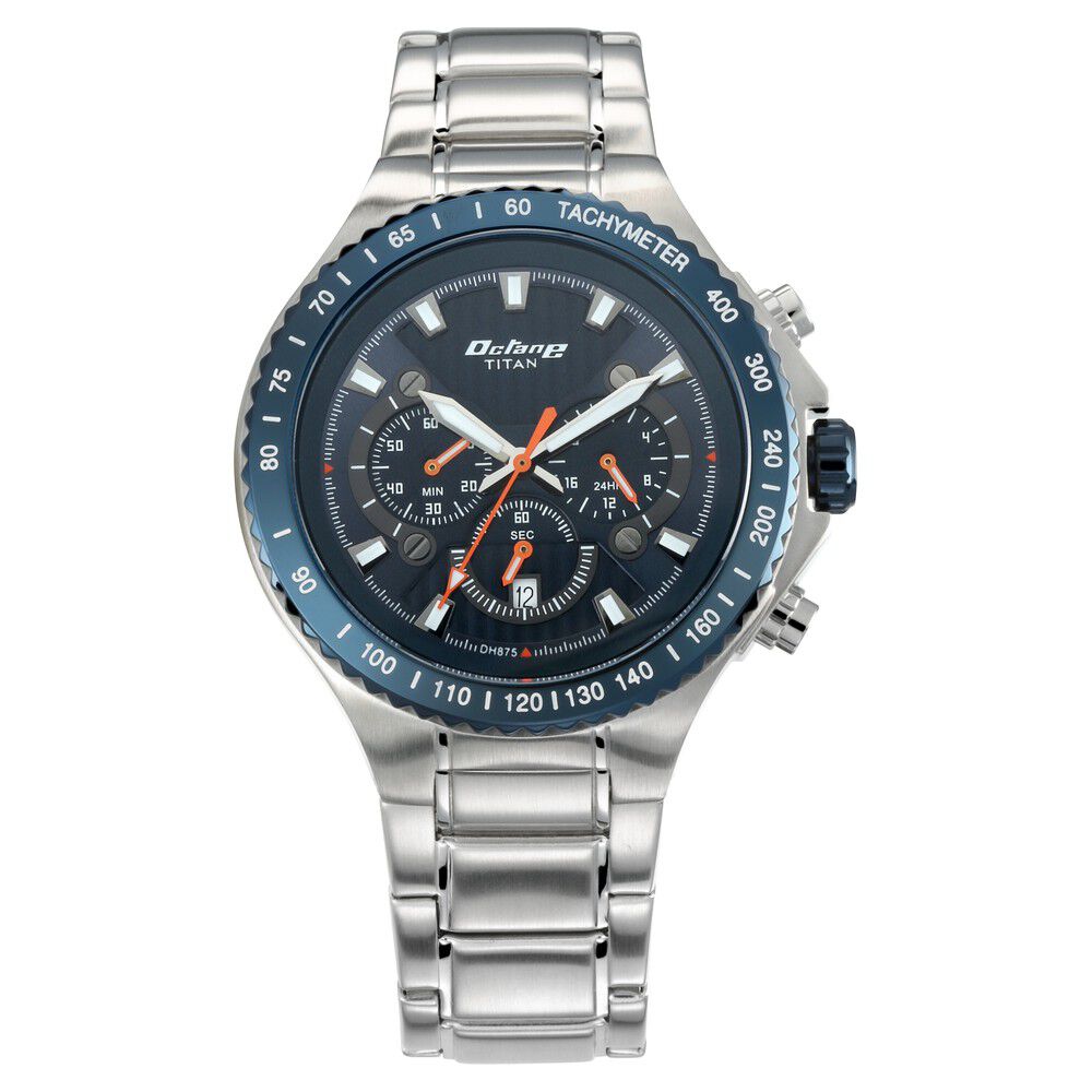 Buy Online Titan Quartz Chronograph Black Dial Stainless Steel Strap Watch for Men 90092km01 Titan