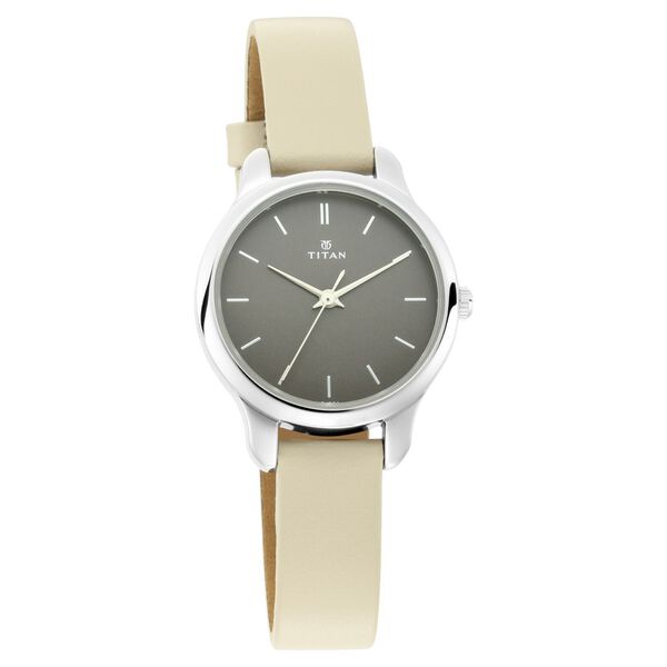 Titan Women's Chic minimalist watch with Anthracite dial and leather strap