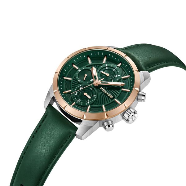 Police Quartz Multifunction Green Dial Leather Strap Watch for Men - image number 3