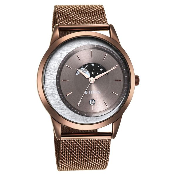 Titan Crescent Brown Dial Analog Stainless Steel Strap watch for Men - image number 0
