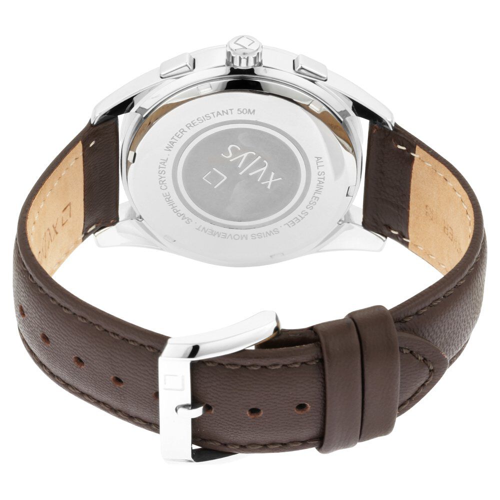 Buy Online Xylys Swiss Multifunction Brown Leather Strap Beige