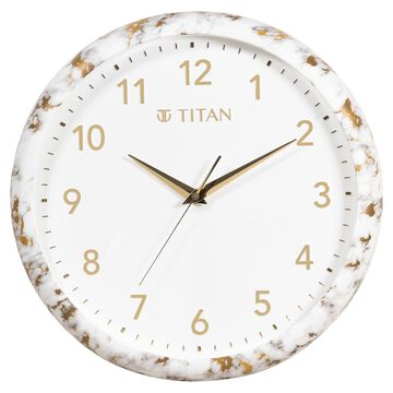 Titan White Marble Dial Wall Clock with 3D Project Numerals & Silent Sweep - 35.5 cm x 35.5 cm x 5 cm (Medium)
