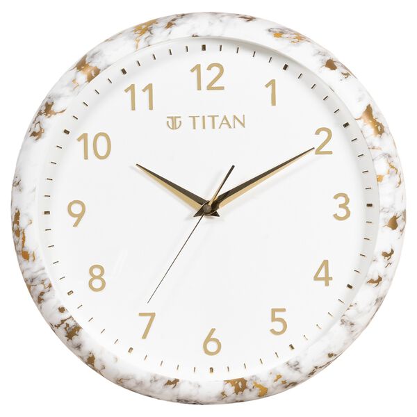 Titan White Marble Dial Wall Clock with 3D Project Numerals & Silent Sweep - 35.5 cm x 35.5 cm x 5 cm (Medium) - image number 1