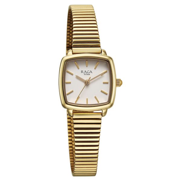 Titan Raga Showstopper Quartz Analog Champagne Dial Metal Strap Watch For Women - image number 1