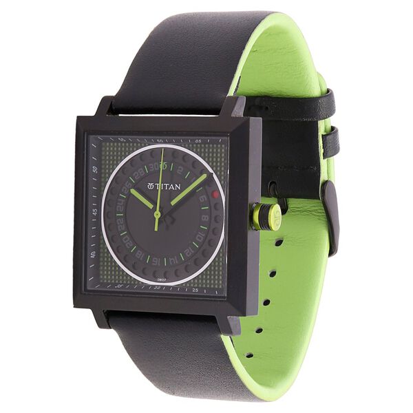Titan Quartz Analog with Date Black Dial Leather Strap Watch for Men - image number 1
