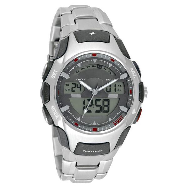 Fastrack Quartz Analog Digital Grey Dial Metal Strap Watch for Guys - image number 0