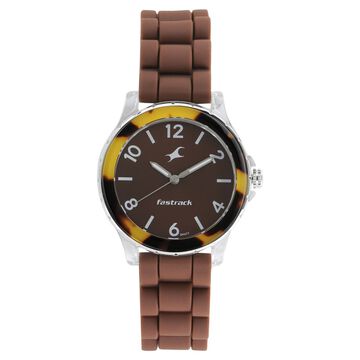 Fastrack Trendies Quartz Analog Brown Dial Silicone Strap Watch for Girls