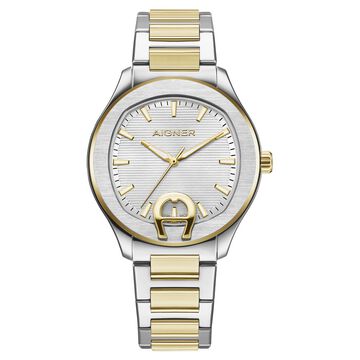 Aigner Quartz Analog Silver Dial Two Toned Stainless Steel Strap Watch For Men