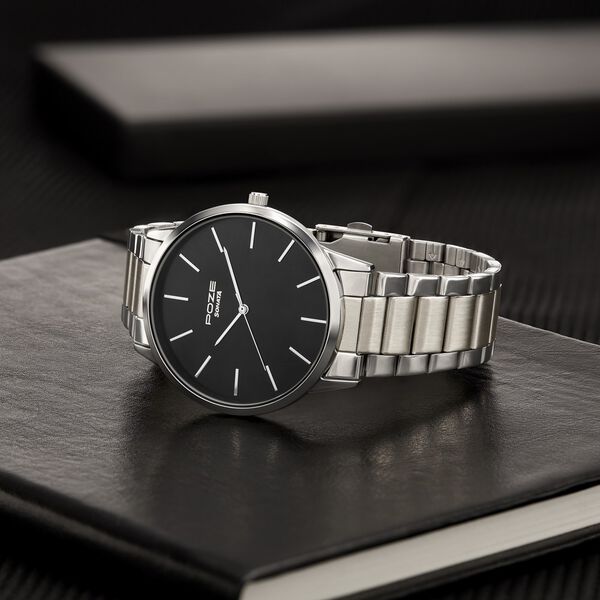 Sonata Poze Quartz Analog Black Dial Silver Color Stainless Steel Strap Watch For Men - image number 0