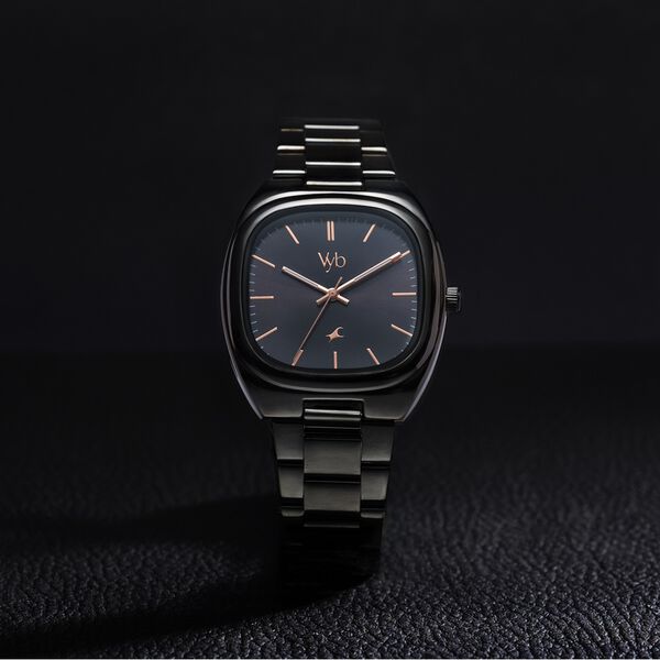 Fastrack Vyb Aviator Quartz Analog Black Dial Black Metal Strap Watch For Guys - image number 0