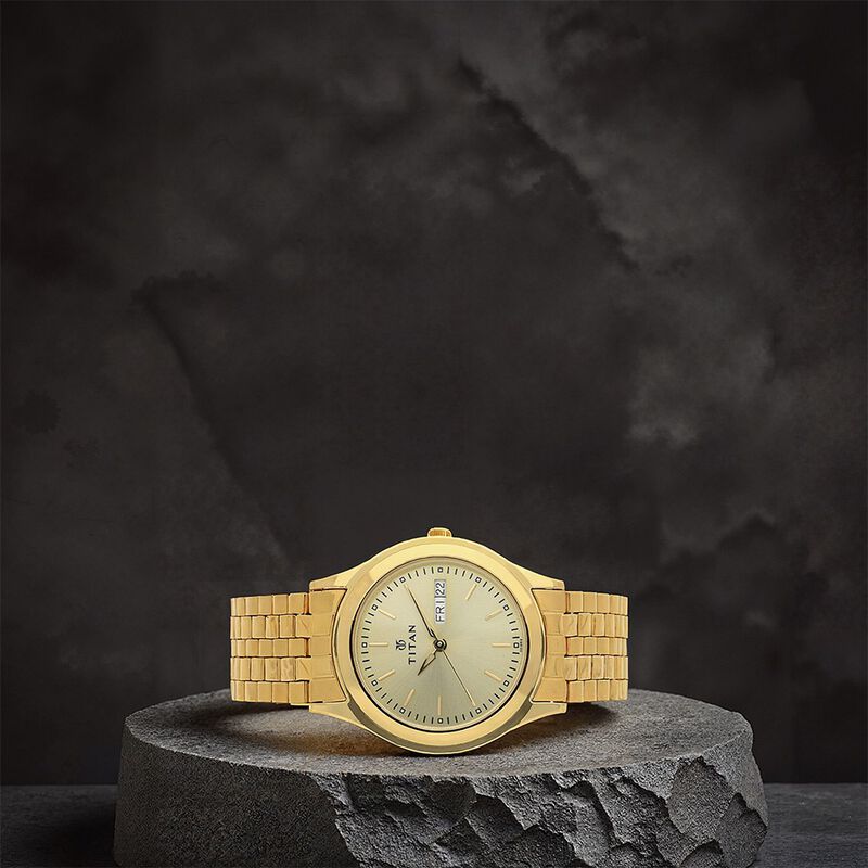 Titan Champagne Dial Analog with Day and Date watch for Men