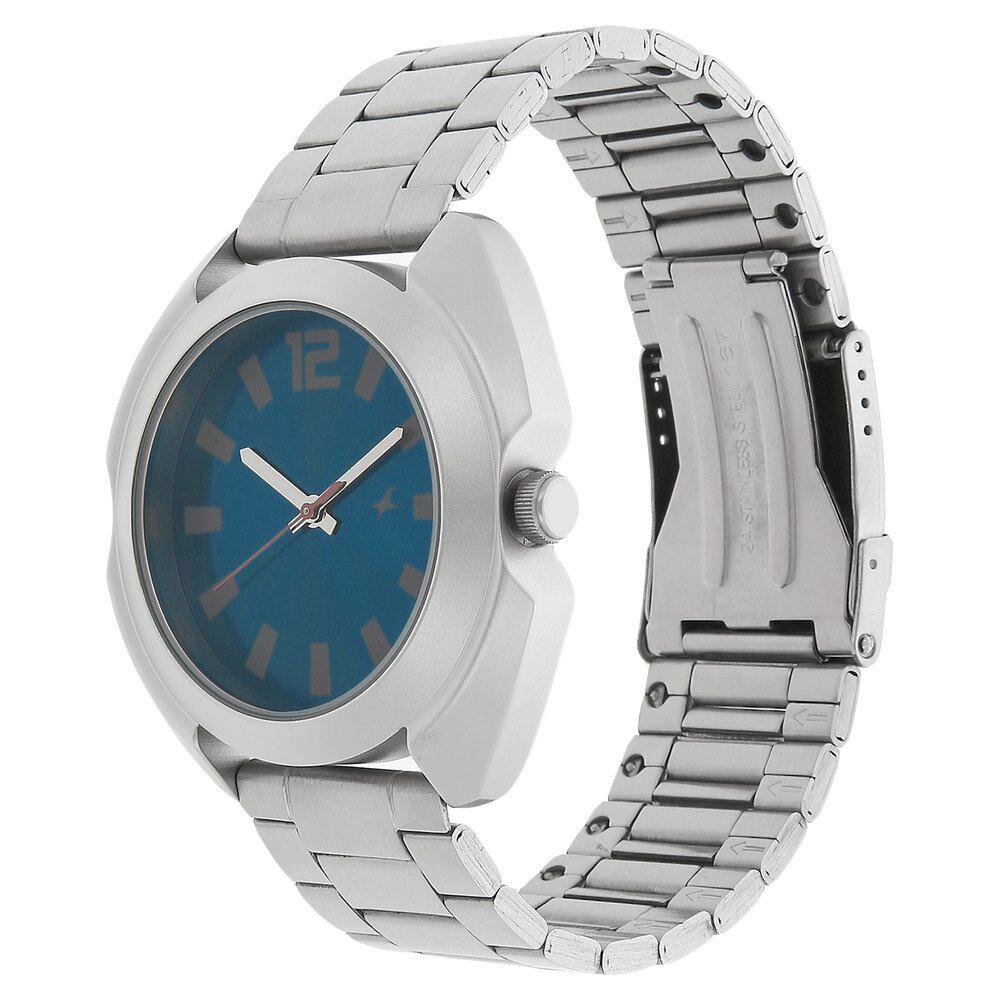 Buy Online Fastrack Quartz Analog Blue Dial Stainless Steel Strap Watch for Guys np3117sm02 Titan