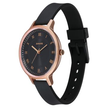 Sonata Splash Quartz Analog Black Dial Plastic Strap Watch for Women