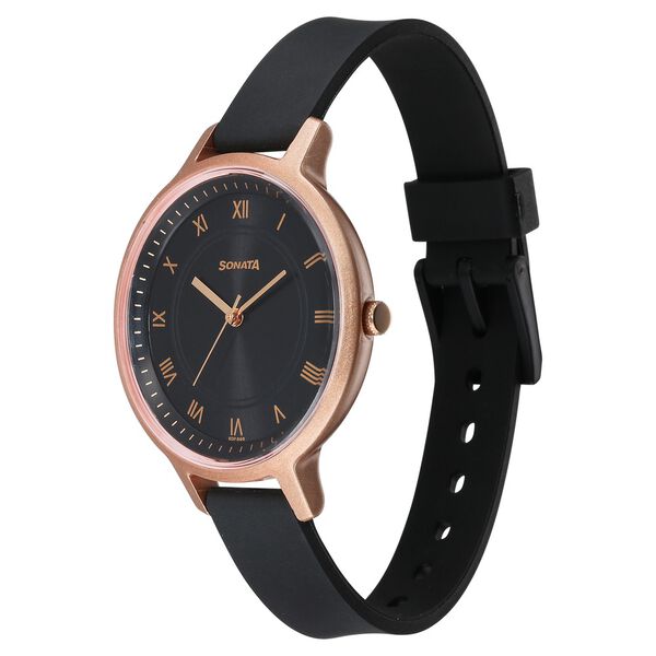 Sonata Splash Quartz Analog Black Dial Plastic Strap Watch for Women - image number 2