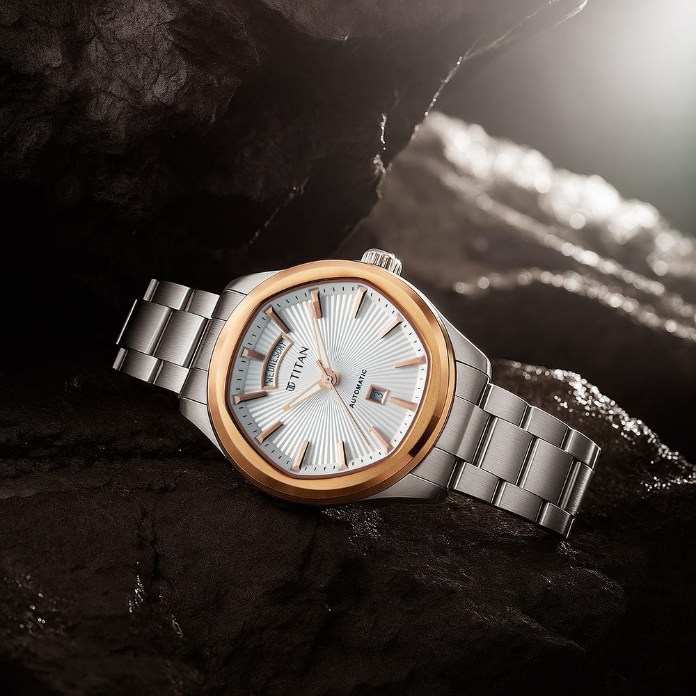 Titan Astral Concealed Automatic Analog with Silver White Dial Stainless Steel Strap Watch for Men-image-47
