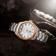 Titan Astral Concealed Automatic Analog with Silver White Dial Carnation Gold Stainless Steel Strap Watch for Men