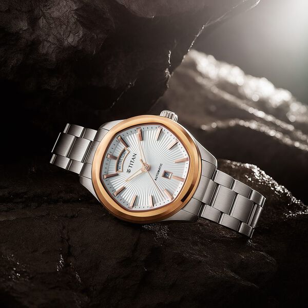 Titan Astral Concealed Automatic Analog with Silver White Dial Stainless Steel Strap Watch for Men - image number 0