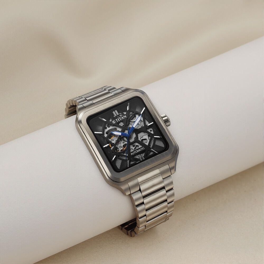 Titan Shaped Automatics Anthracite Dial Grey Stainless Steel Strap watch for Men-image-26