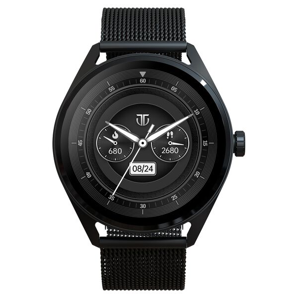 Titan Crest with 3.63 cm AMOLED Display with AOD, Functional Crown, BT Calling Smartwatch with Black Mesh Strap - image number 0