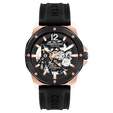 Kenneth Cole Automatic Black Dial Silicone Strap Watch for Men