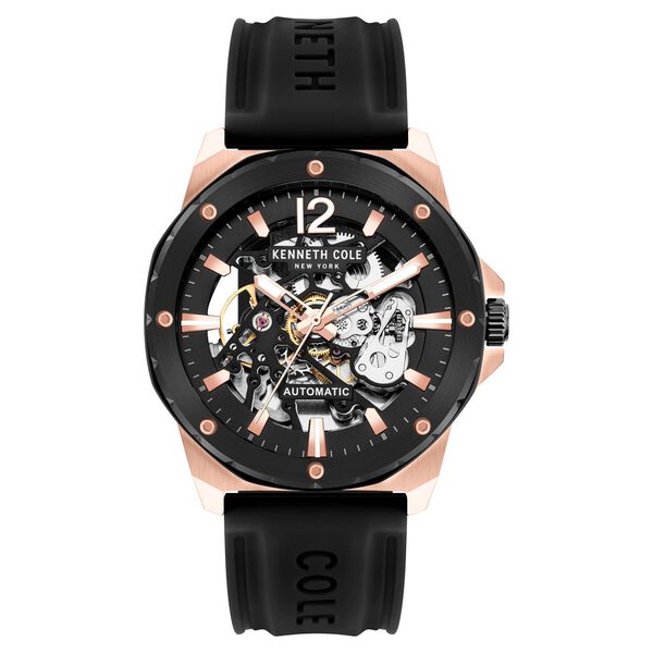 Kenneth Cole Automatic Black Dial Silicone Strap Watch for Men - image number 0