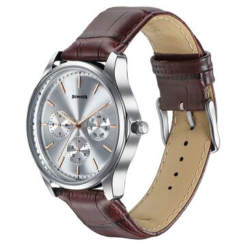 Sonata Men's Work Wear silver dial Watch - Premium Multifunction design for everyday style