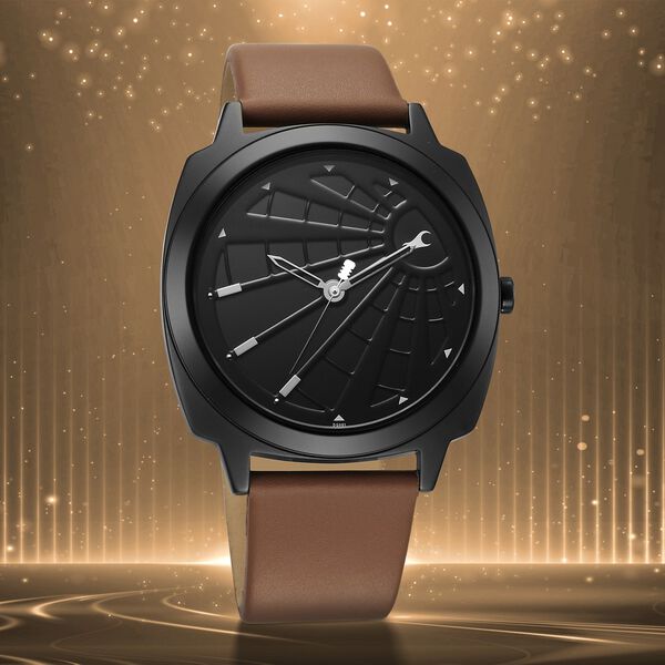 Fastrack Groove Quartz Analog Black Dial Guys Leather Watch - image number 0