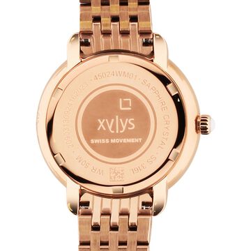 Xylys Quartz Analog Pink Dial Rose Gold Stainless Steel Strap Watch For Women