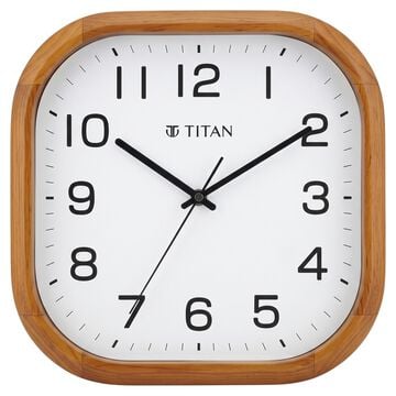 Titan Wooden Classic White Dial Square Wall Clock with Pine Wood Frame & Silent Sweep | 30 cm x 30 cm x 5 cm