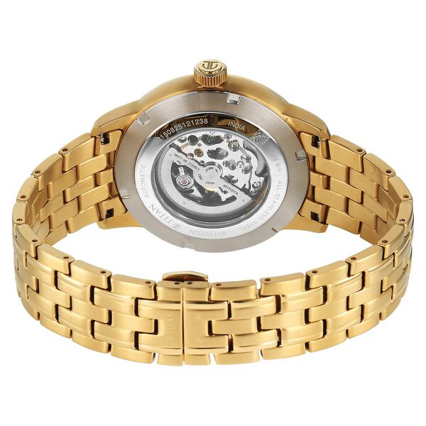 Titan Aurelian Concealed Automatic Analog with Green Dial Roman Numerals Yellow Gold Stainless Steel Strap Watch for Men - image number 4