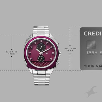 Fastrack Gelato Silver chronograph watch with Plum dial for Guys