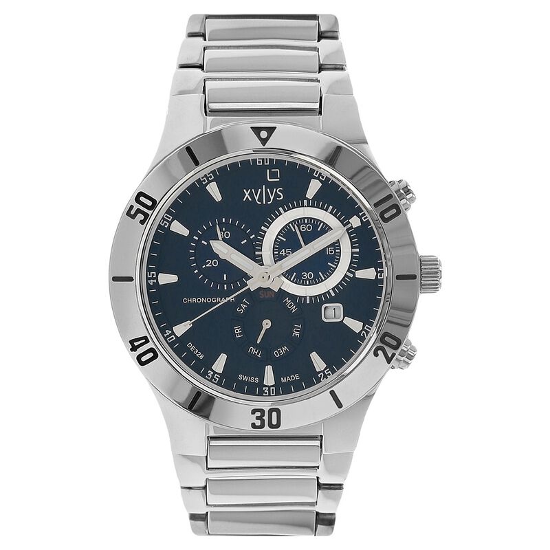 Xylys Swiss Chronograph Black Stainless Steel Strap and Blue Dial Watch For Men