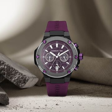 Cerruti 1881 Purple Dial Silicone Strap Watch for Men