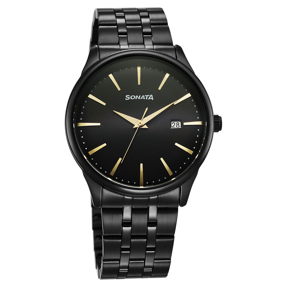 Sonata Eternia Quartz Analog with Date Black Dial Metal Strap Watch For Men-picture-27