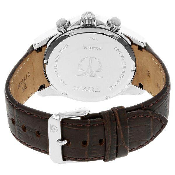 Titan Classic Brown Dial Chronograph Leather Strap watch for Men - image number 3