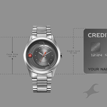 Fastrack Groove Quartz Analog Grey Dial Silver Stainless Steel Strap Watch For Guys